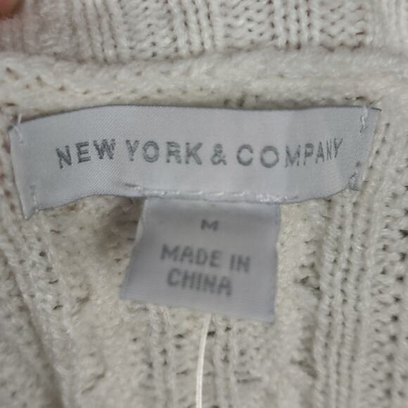 New York and Company Cream Cable Knit Sweater Size Medium - Picture 13 of 14